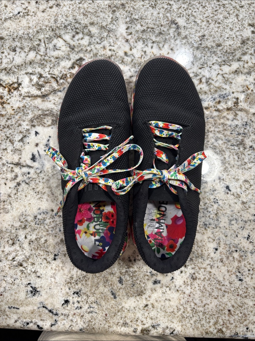 NOBULL Black Women's Floral-Print Lace-Up Athletic Sneakers. Size 10